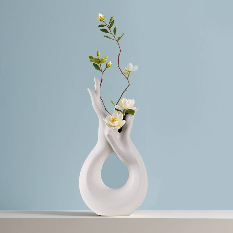 Javlergo Vase Modern Human Hands White Decorative Flower Vases