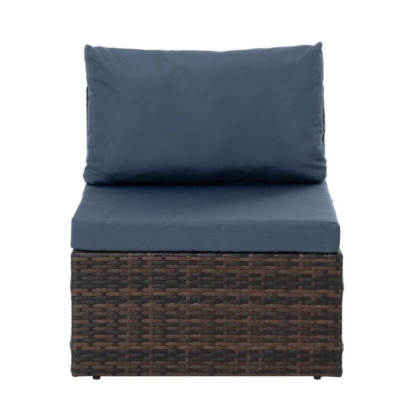 GDFStudio - Stylish 5-Piece Outdoor PE Wicker Patio Set with Tempered Glass Coffee Table, Seats 4
