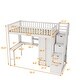 preview thumbnail 9 of 12, Full Size House Low Loft Bed with Four Drawers