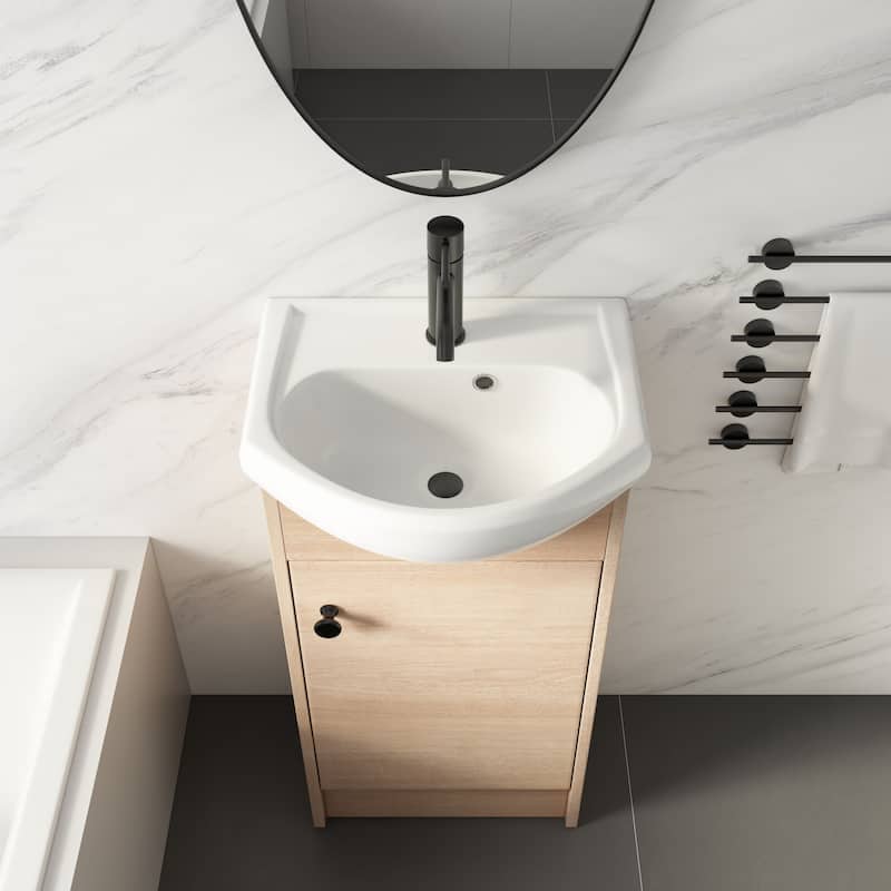 Wall Mounted 18'' Single Bathroom Vanity Sink Combo with Soft Close Door for Small Bathroom