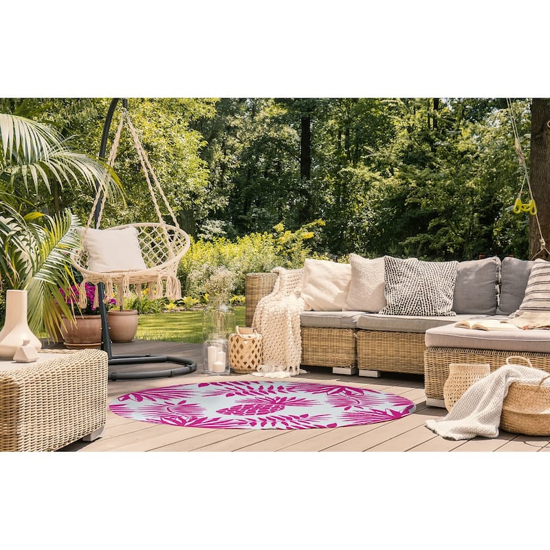 Pineapple Leaves Spring Chenille Indoor/Outdoor Rug