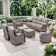 preview thumbnail 146 of 187, Outdoor Patio Sofa Swivel Chair with 6-Inch Thick Cushions Set 7PCS Sofa Swivel Chair w/ Ottoman - Brwon Wicker Grey Cushion