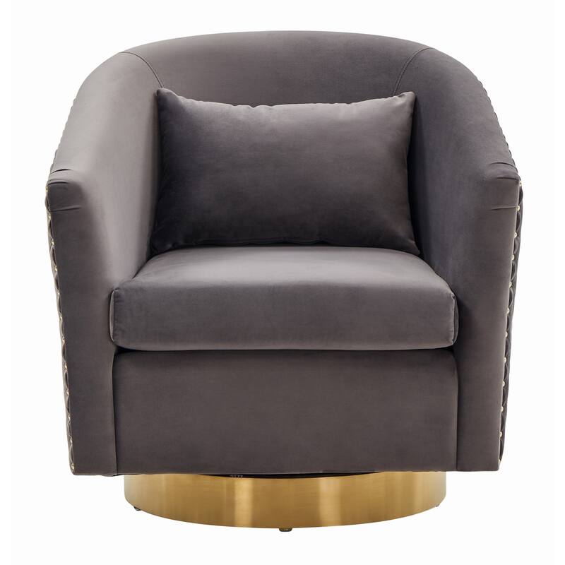SAFAVIEH Couture Ikram Quilted Swivel Tub Chair - 30Wx32Dx30H - Slate Grey