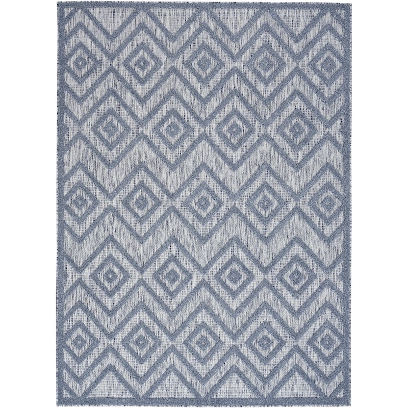 Nourison Versatile Indoor/Outdoor Geometric Flatweave Area Rug - 5' x 7' - Denim/Blue