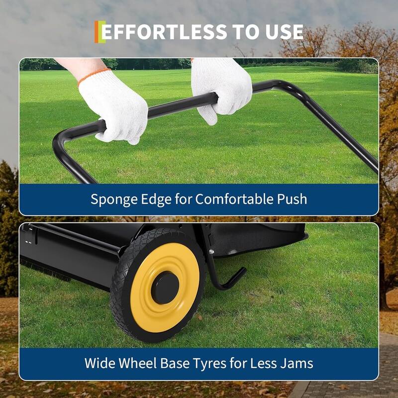 21 Inch Manual Push Lawn Sweeper, 3.5 Cu. Ft. Hopper Capacity Grass Sweeper for Yard and Garden Clean up