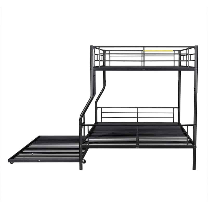 Full XL Over Queen Metal Bunk Bed with Trundle