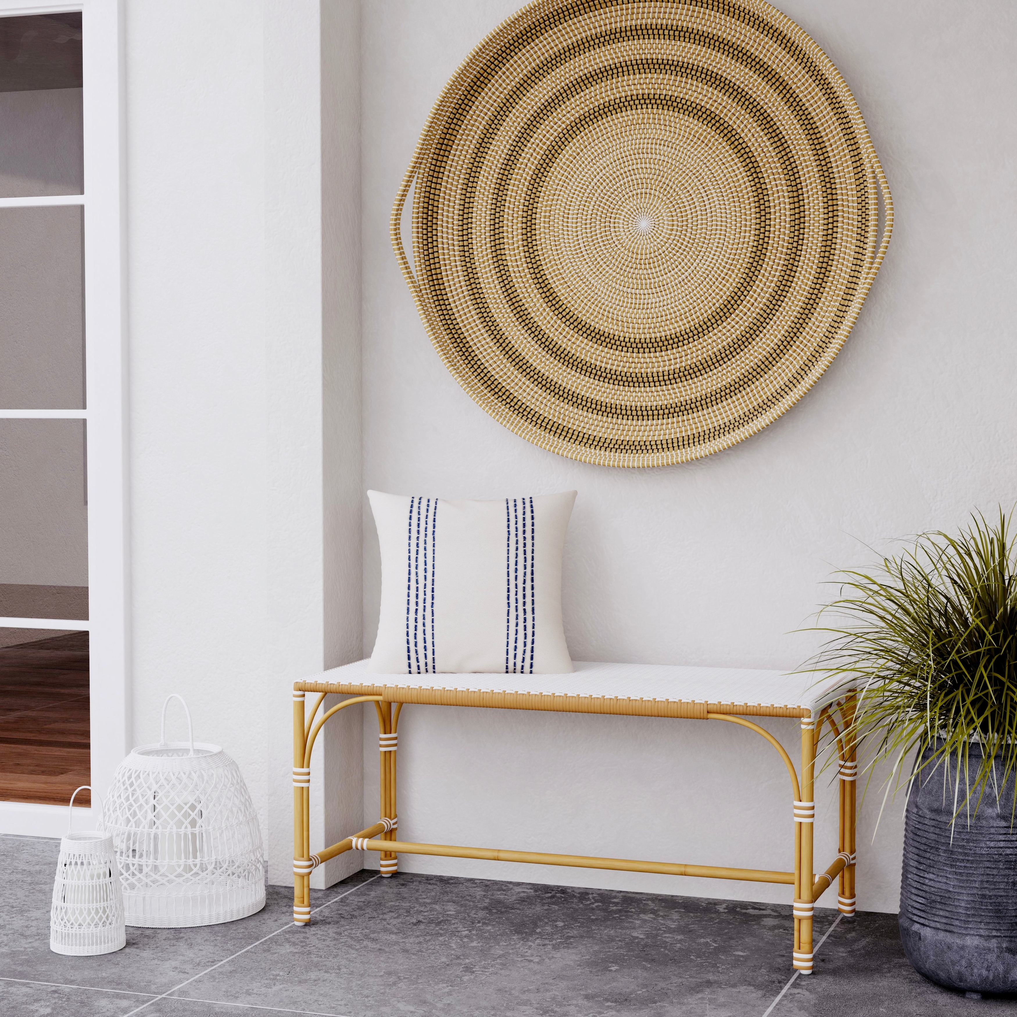 Rattan dining bench shop