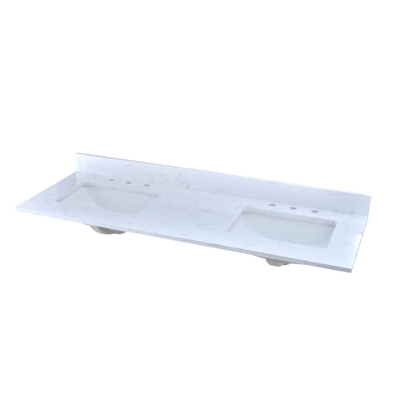YASINU 60 Inch Engineered Marble Double Sinks Vanity Countertop