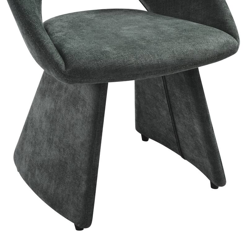Angelina Modern Curved Back Forest Green Upholstered Dining Chair - Set of 2