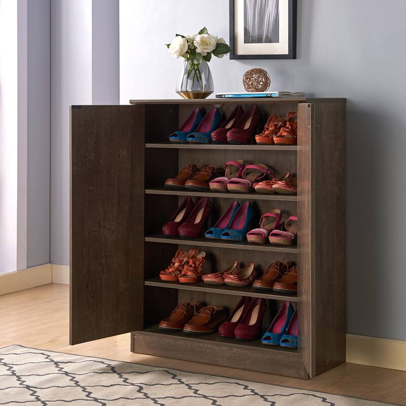 Modern 5 Tier Wooden Shoe Cabinet,Storage Cabinet with 1 Door