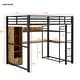 preview thumbnail 5 of 9, Full Size Metal Multifunctional Loft Bed with Built-in Open Wardrobe and Drawer, Kids Storage Bed Frame with Desk and Shelves