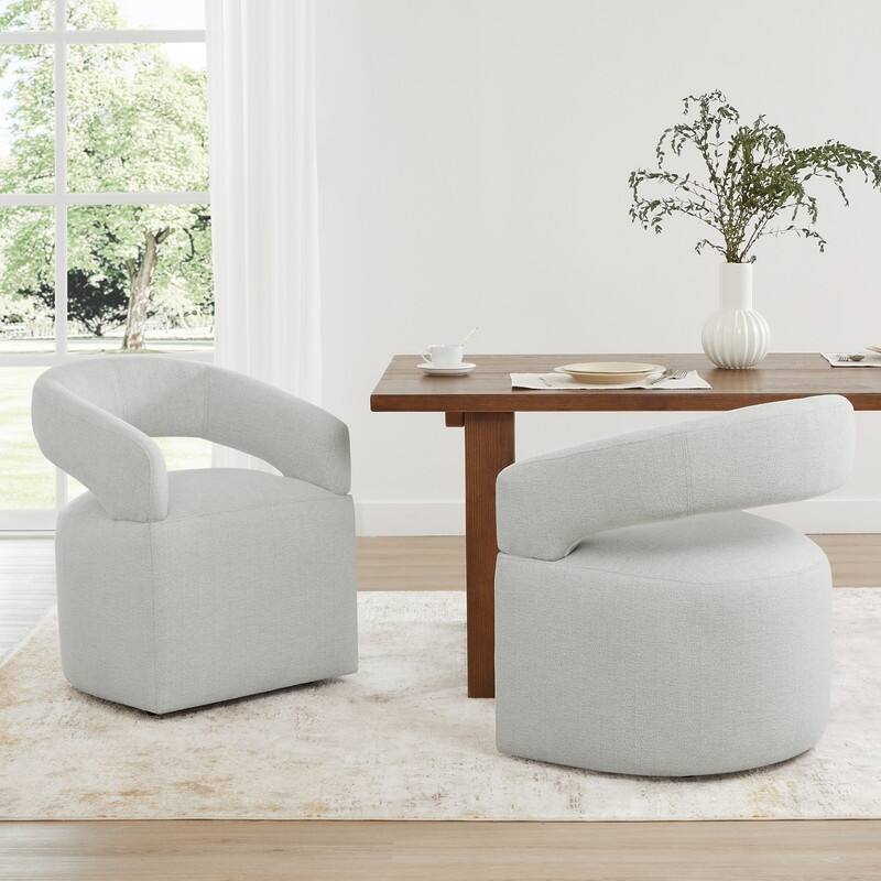 Spruce & Spring Parker Modern Mobile Dining Chair with Casters & Open Back - Set of 2 - Light Grey(Multi-Colored)