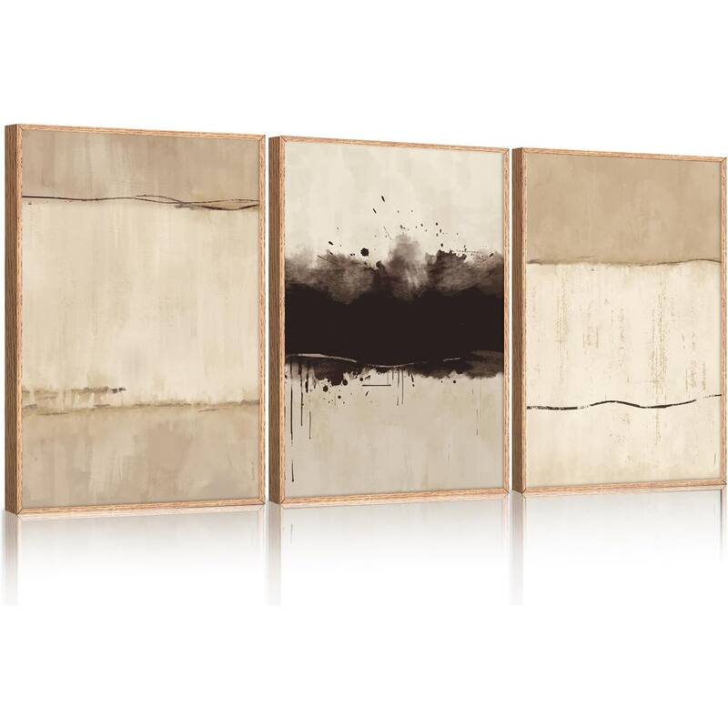 Abstract Neutral Horizontal Painting,Modern Minimalist Beige - 16 x 24