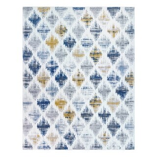 Gertmenian Baran Mosul Modern Industrial Ivory/Blue Diamond Patchwork ...