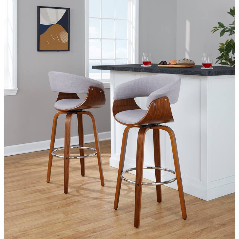 Carson Carrington Sauda 30" Fixed-Height Bar Stool with Bent Wood Legs (Set of 2)