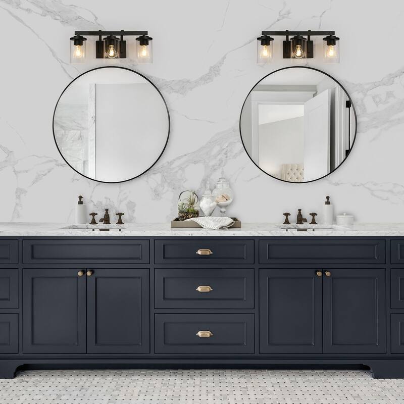 Fora Modern Farmhouse 3/4-Light Bathroom Vanity Lights Glass Wall Sconces