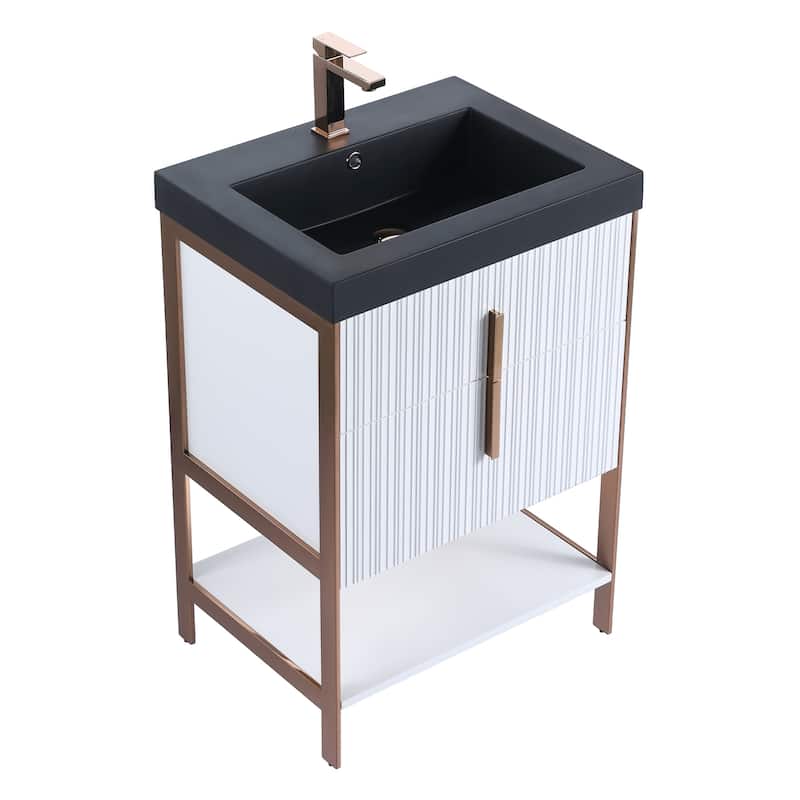 Fine Fixtures Serenity Modern Bathroom Vanity with Black Gel Acrylic Top