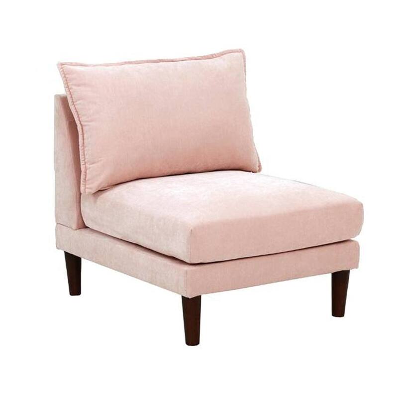 33 Inch Modular Armless Sofa Chair, Lumbar Cushion, Fabric - 26.5 L x 32.75 W x 31 H Inches - Pink