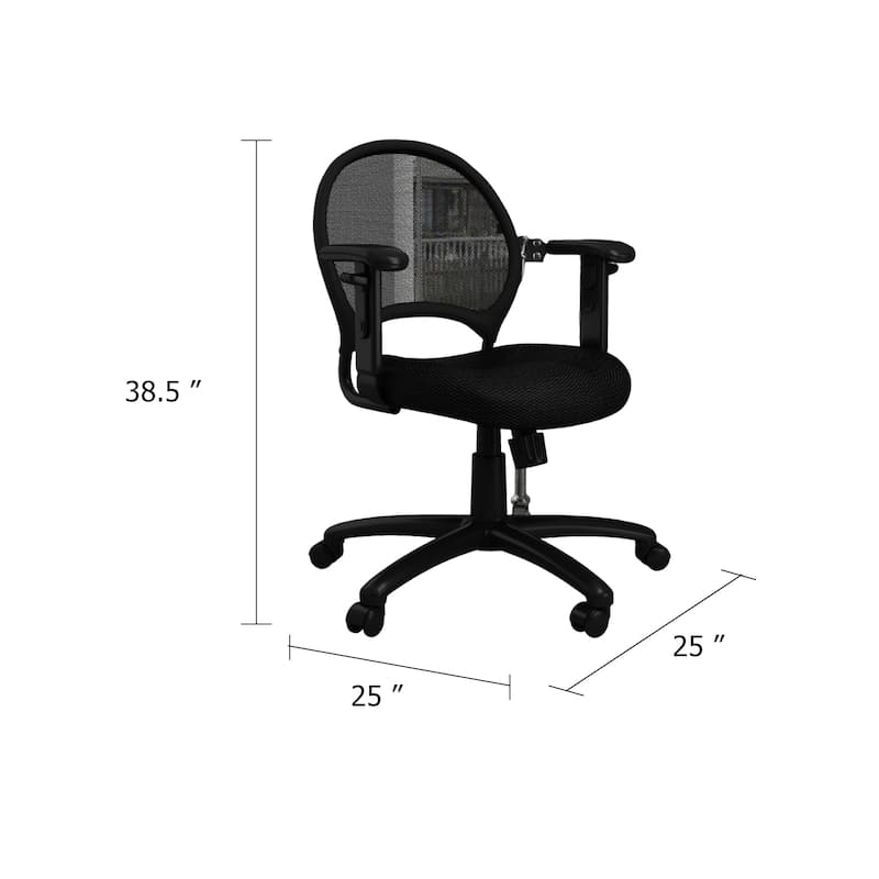 Lene Office Chair, Adjustable Arms and Seat, Breathable Black Mesh