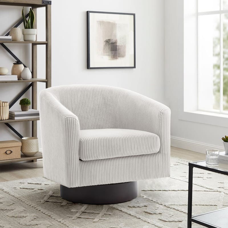 Corduroy Upholstered Swivel Barrel Chair