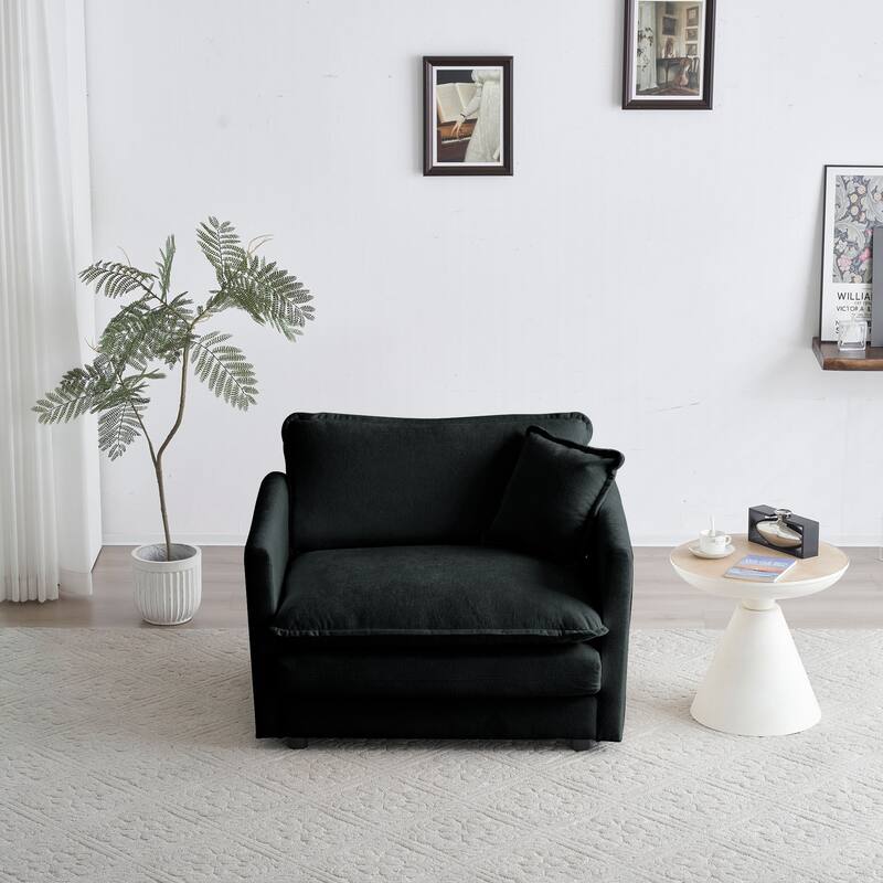 3-Piece Chenille Sofa Set (Loveseat + Chair) with Plush Cushions