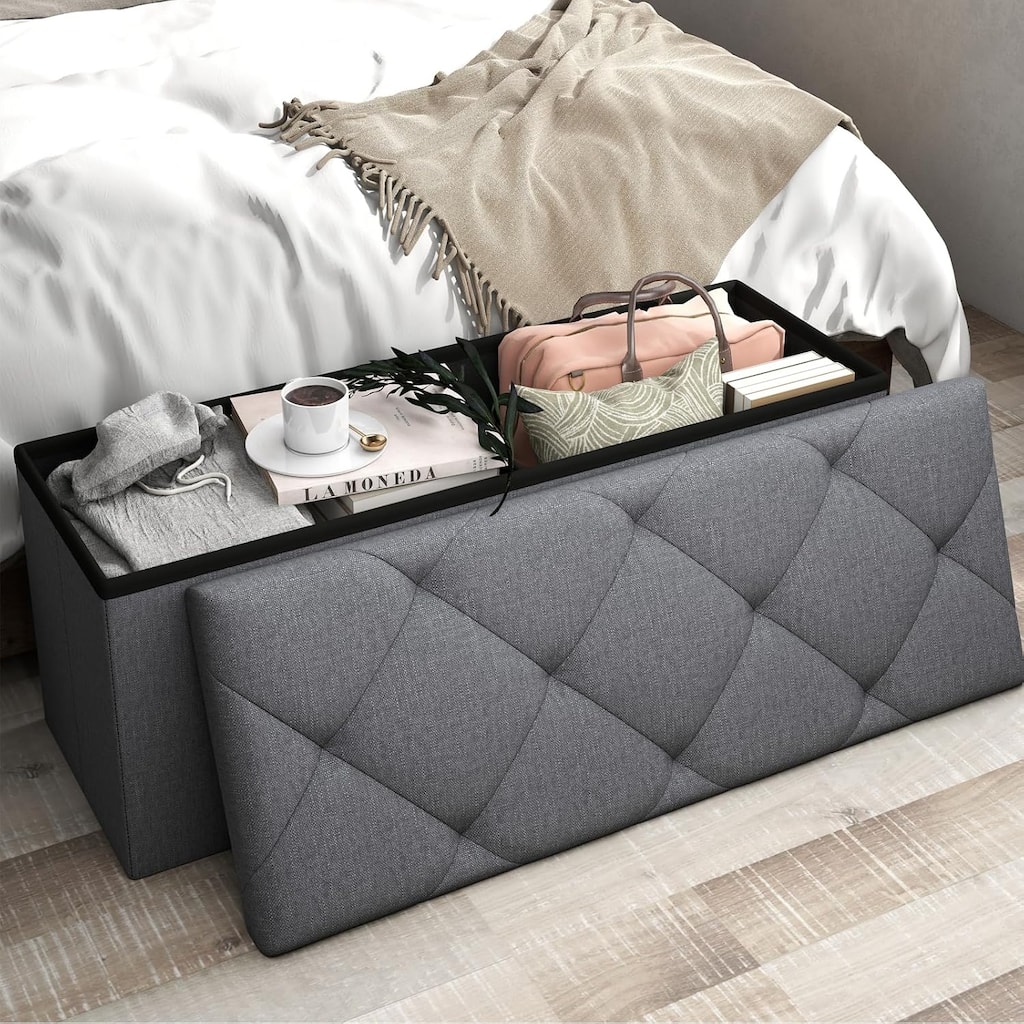 Heavy Duty Folding Storage Ottoman Bench