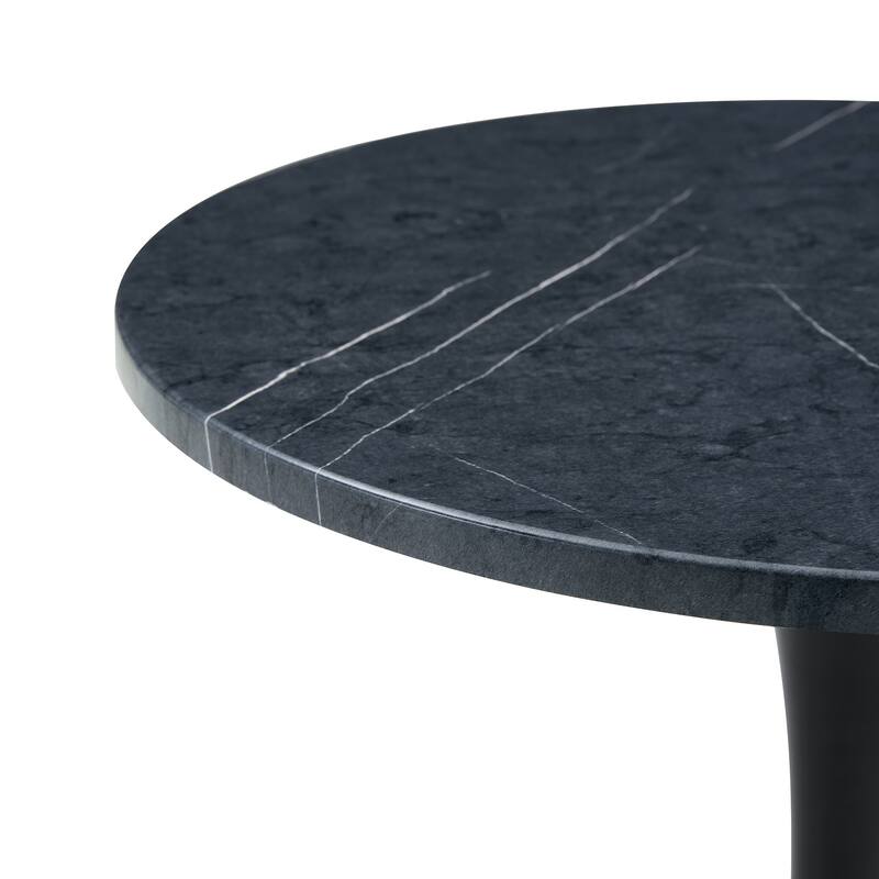Round Thickened Table Top Coffee Table, Metal Pedestal Side Table Modern Bistro Table