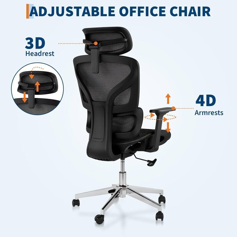 Ergonomic Adjustable Mesh Office Computer Chair for Work, Study, Gaming