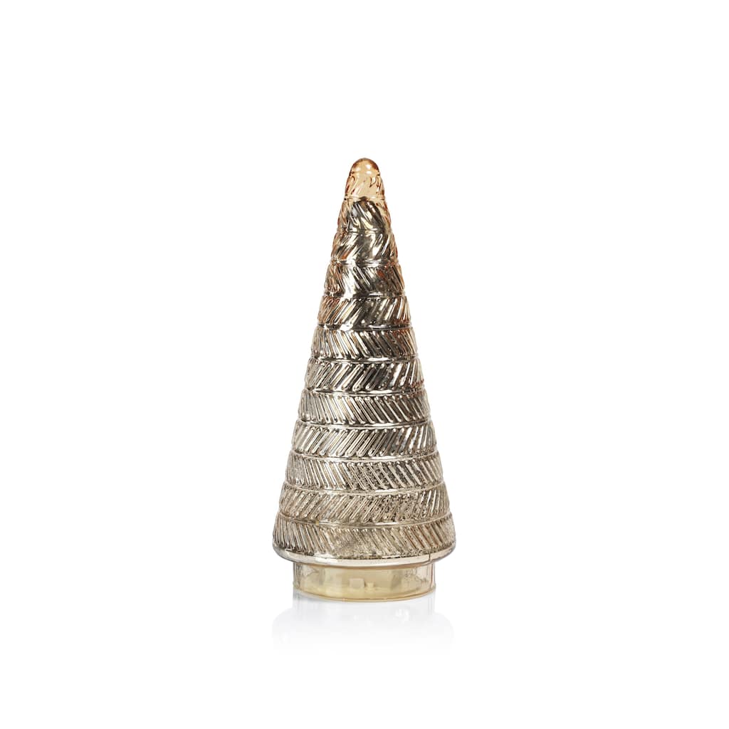Stella 14" Tall Antique Glass LED Tabletop Holiday Tree