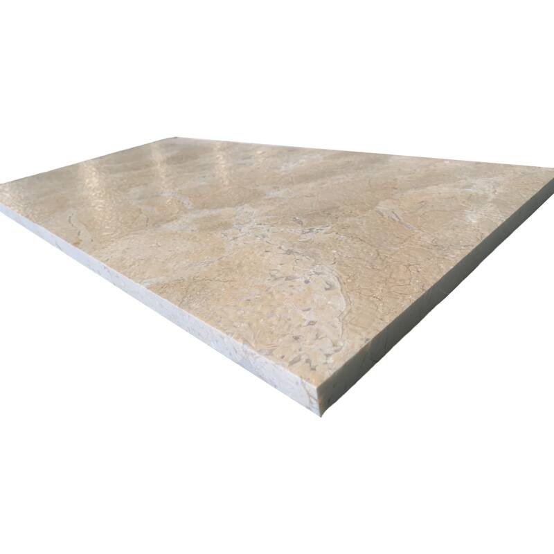 Roomfitters Natural Marble Tile, Leather Finish Stone for Floor and Wall, Genuine Marble, 4-Piece Box, Gold Yellow Beige