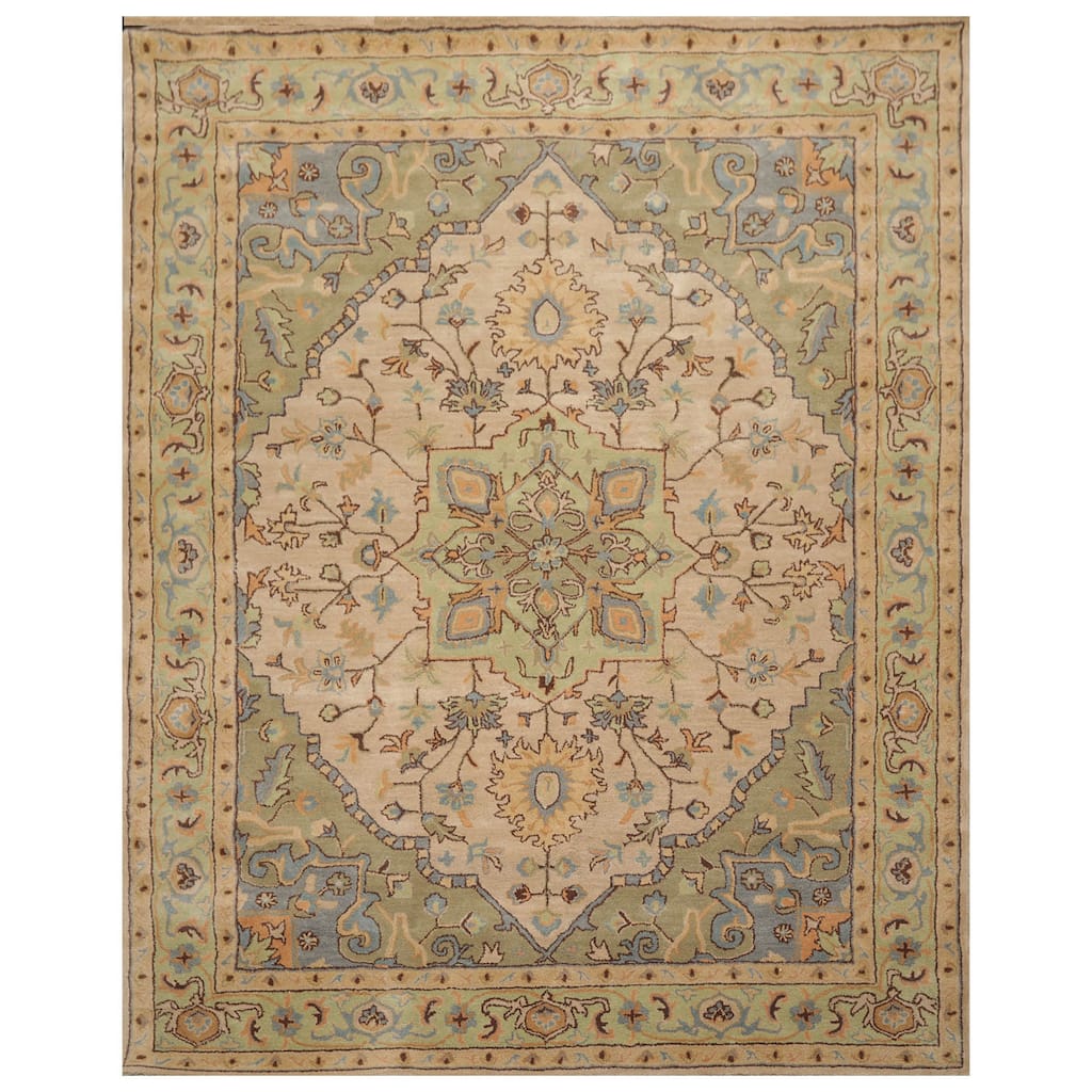 Hand Tufted 100% Wool Tabriz Traditional Oriental Area Rug Beige,Tan Color