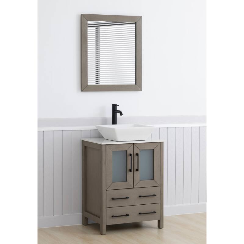Vanity Art 24-inch Single Sink Bathroom Vanity Set With Engineered Marble Top and Free Mirror