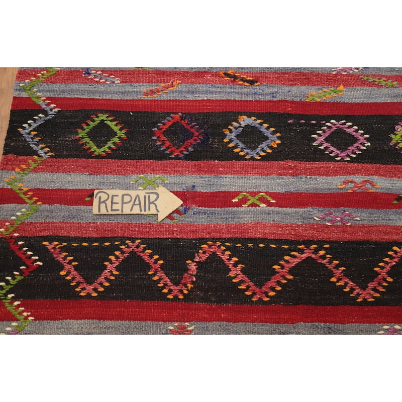 Hand Woven Oriental 100% Wool Carpet Southwestern Tribal Multi-Colored Kilim Area Rug - 10' 8'' X 7' 5''