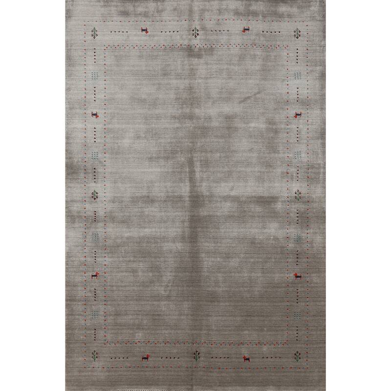 Gabbeh Indian Area Rug Hand-Knotted Tribal Wool Carpet - 5'5" x 8'0"