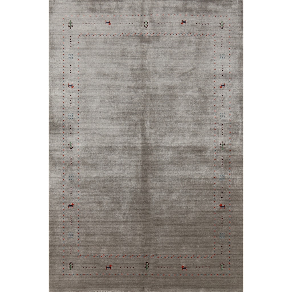Gabbeh Indian Area Rug Hand-Knotted Tribal Wool Carpet - 5'5" x 8'0"