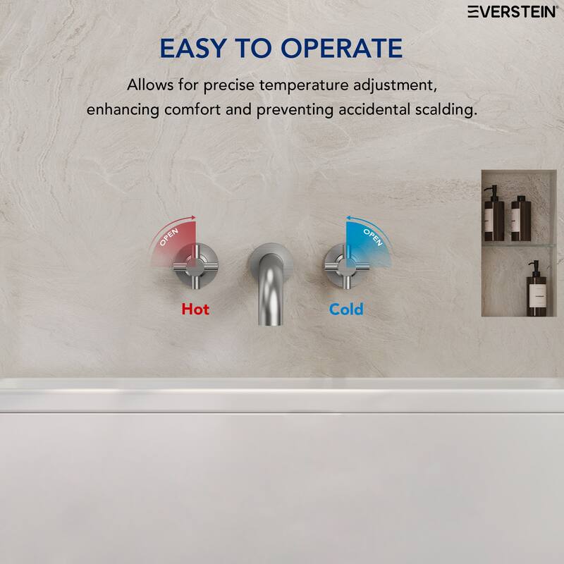 Double Handle Wall Mounted Tub Filler High Flow Tub Faucet Trim