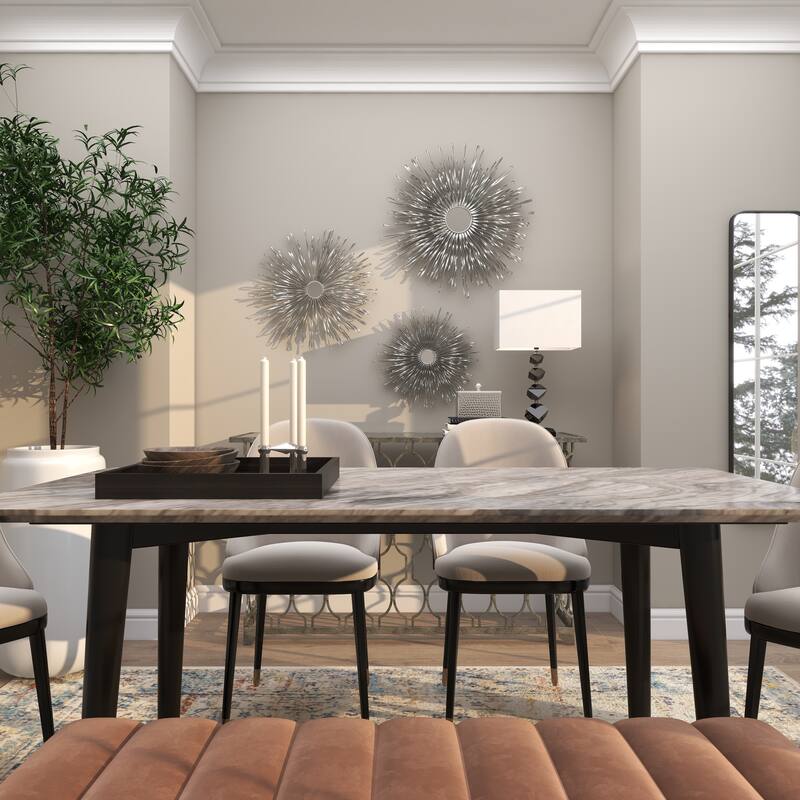 Metal Sunburst 3D Looped Home Wall Decor with Mirror Accent - Set of 3 Gold or Silver - Roche River Decor