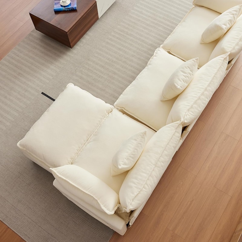 112.2" Sectional Cloud Couch, Modular Sectional Couches Sofa for Living Room with Movable Ottoman, 3-Seater Chenille