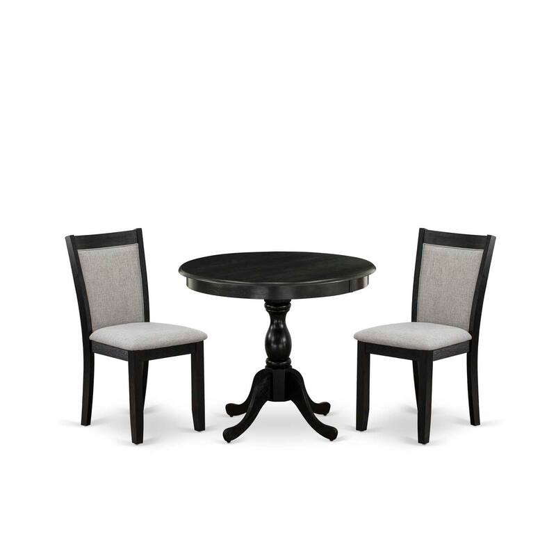 3-Piece Wirebrushed Black Solid Wood Top - Dining Room Set - Seats-4