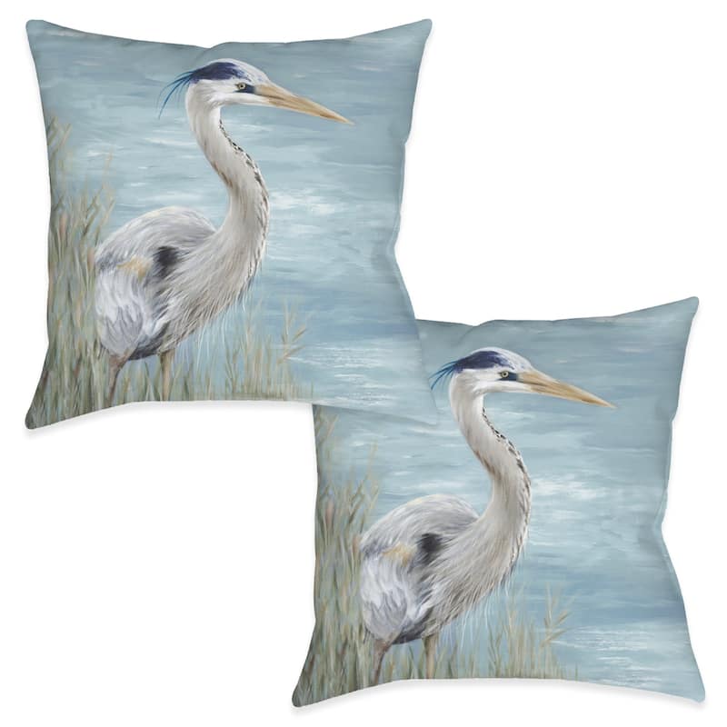 Laural Home Heron by the Bay Outdoor Decorative Pillow