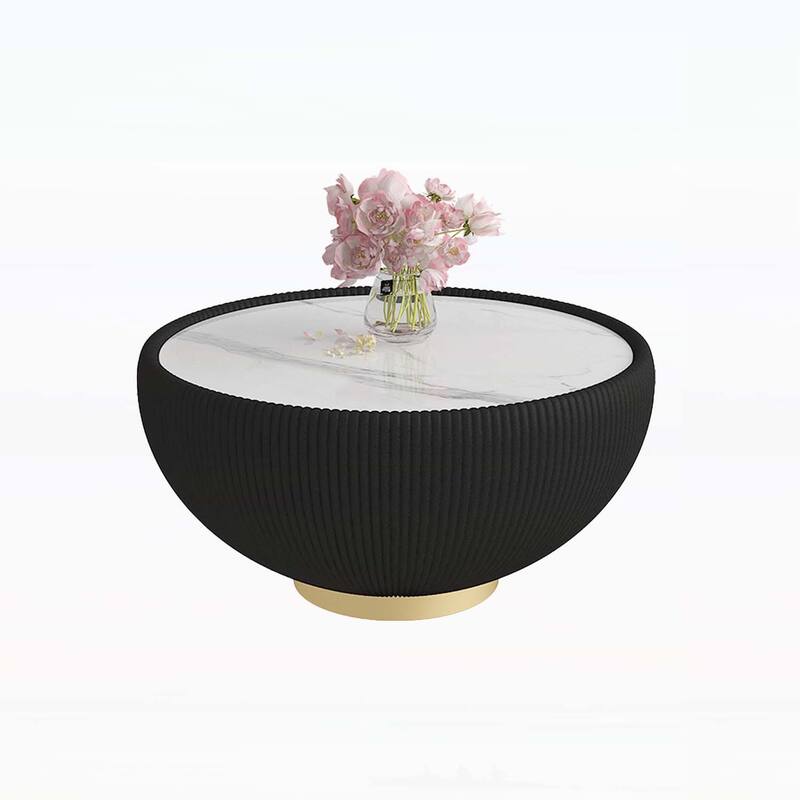 Coffee and Sofa Side Table for Modern Living Room Furniture - Gold+Black+Marble-29.53''Lx29.53''Wx14.96''H