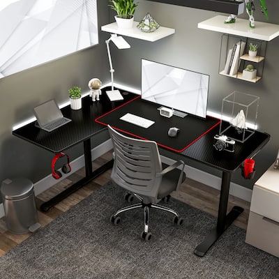 Devan Contemporary Black 65-inch Metal Computer and Gaming Desk by Furniture of America