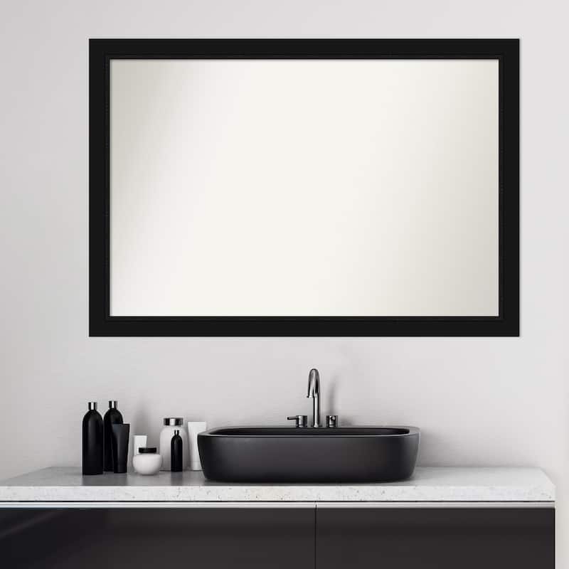 Non-Beveled Bathroom Wall Mirror - Avon Black Frame