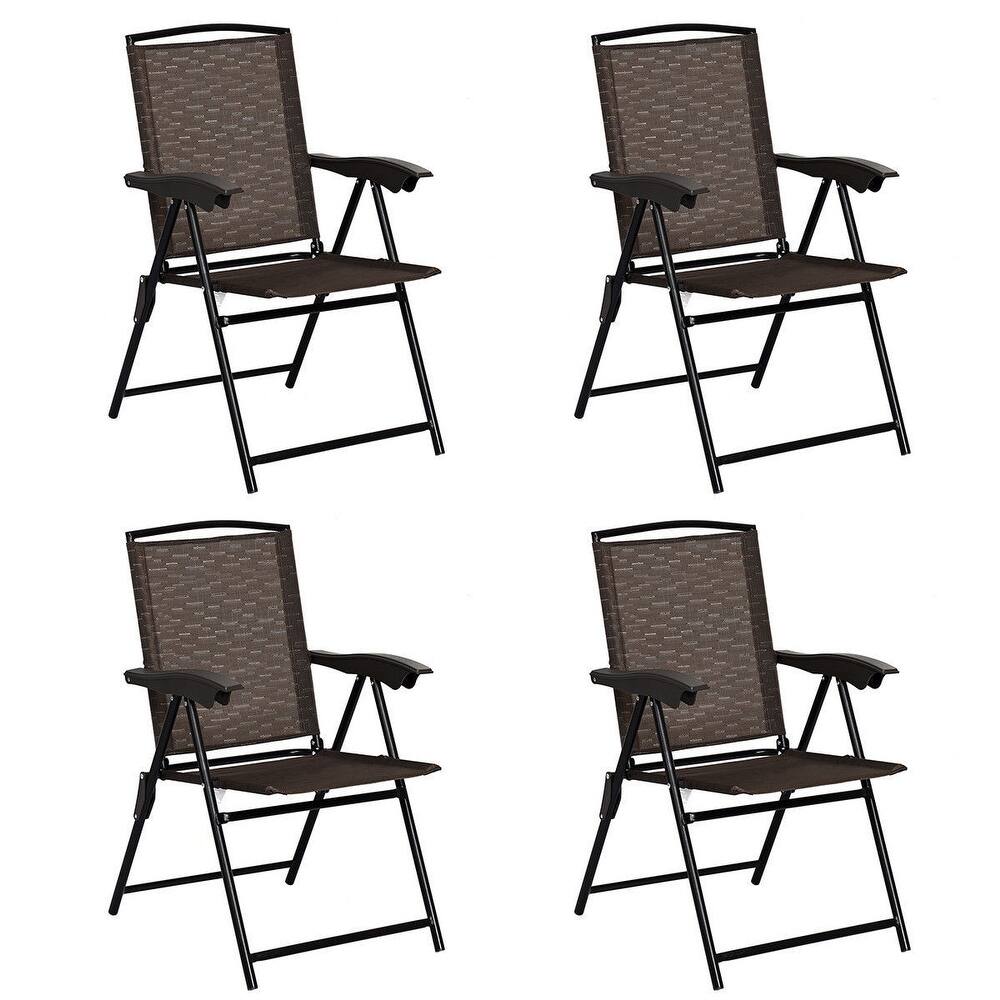 Gymax 4PCS Adjustable Folding Fabric Chair Powder Coated Steel Tube - 21'' x 27'' x 35.5''