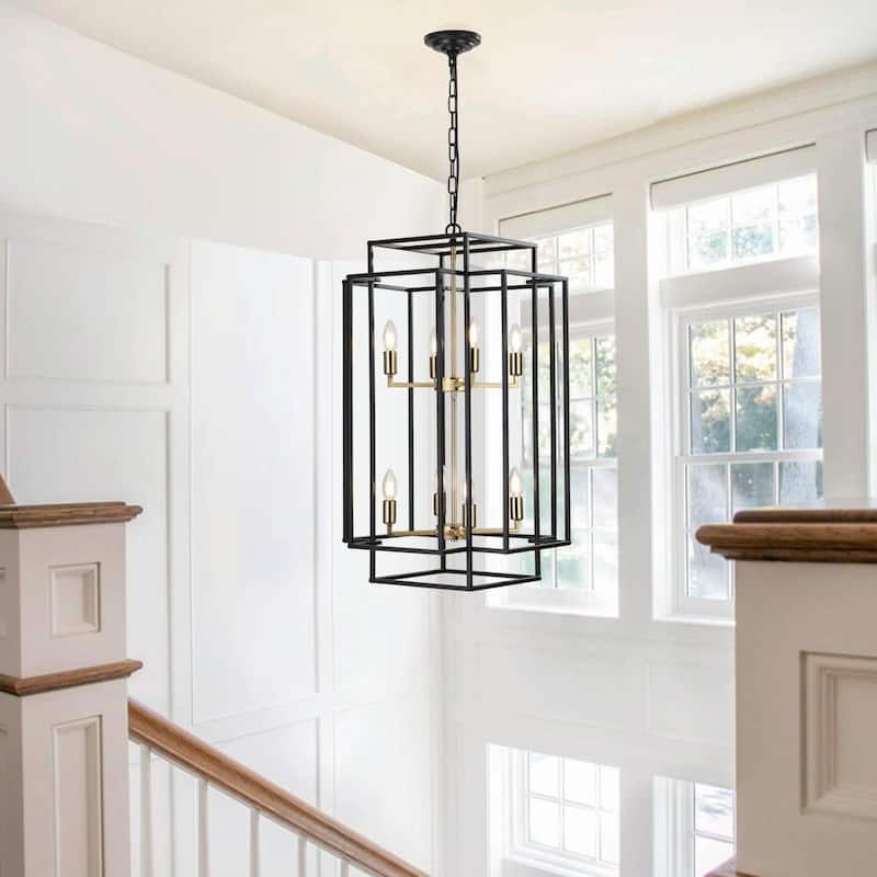 Industrial Farmhouse Hanging Chandelier with 8 Lights