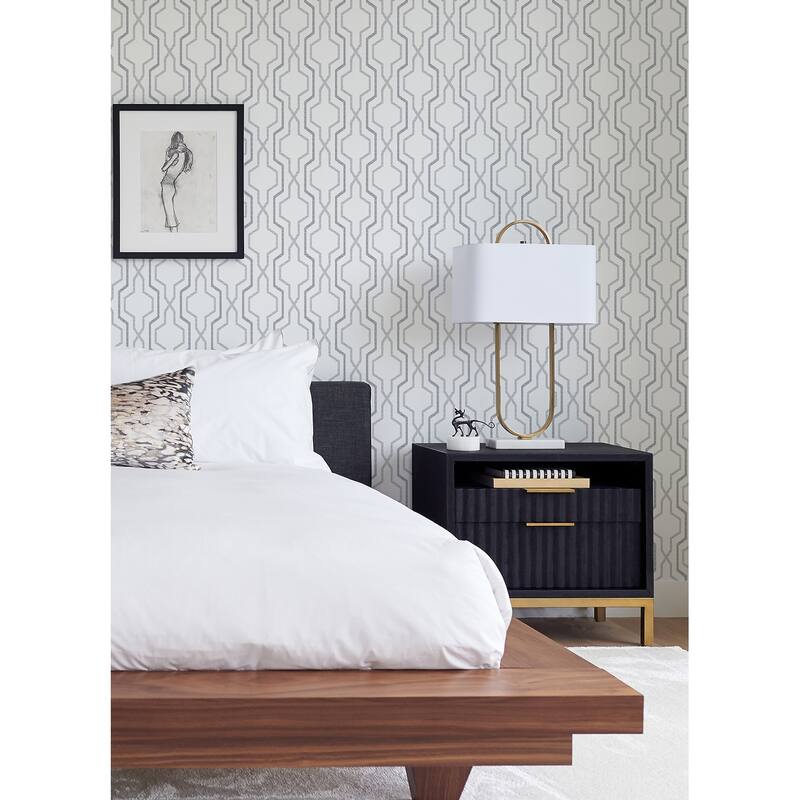 A-Street Prints Rion Grey Trellis Wallpaper