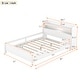 preview thumbnail 4 of 7, Full Size Platform Bed with Storage Headboard, Wooden Kids Storage Bed Frame with Built-in LED Light and Guardrail, White
