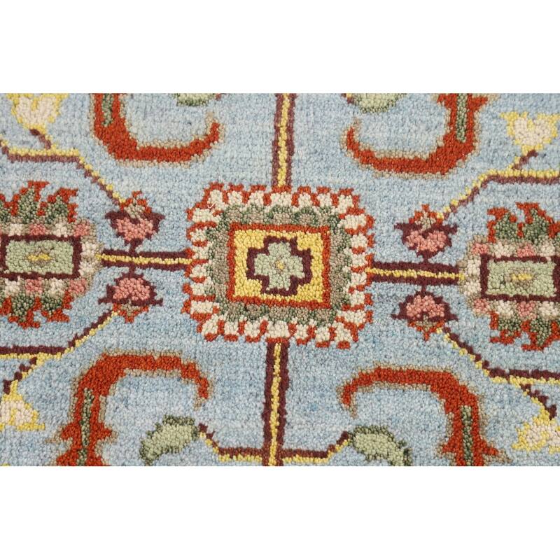 Light Blue Oushak Oriental Accent Rug Hand-Knotted Wool Carpet - 3'0" X 4'11"