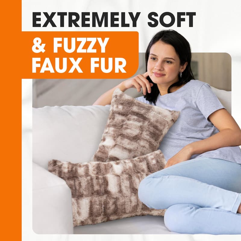 Cheer Collection Set of 2 Decorative Faux Fur Throw Pillow