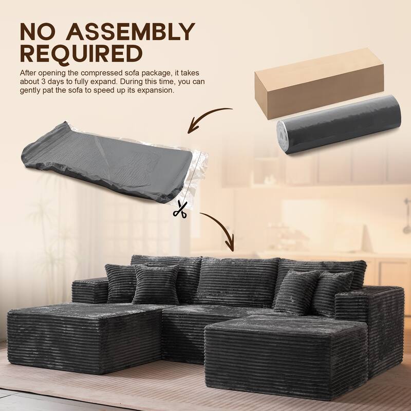 OVIOS All-Foam Cloud L-Shaped Lounger Sofa​ ​​With Ottoman​